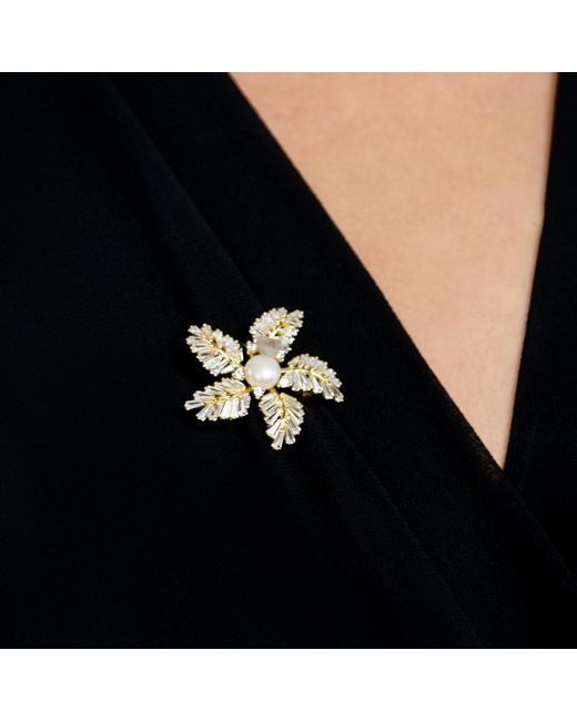 Latelita London Metallic Fern Starflower Pearl Brooch