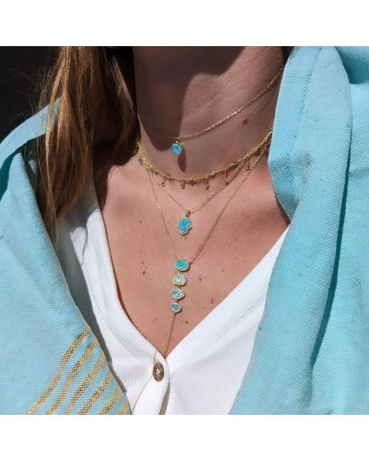 KAMARIA Metallic Rain Drop Choker Necklace With Crystals