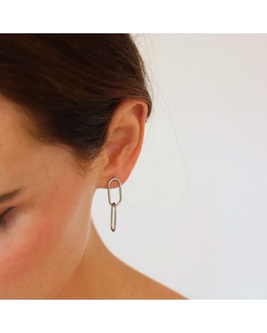 FV Jewellery White Steel Me Paperclip Chain Earrings