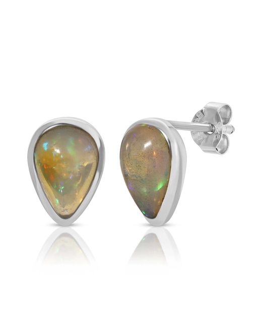 Glamrocks Jewelry Metallic Teardrop Welo Opal Stud Earrings