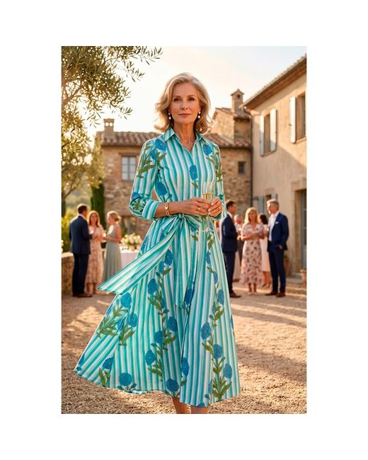 At Last Blue Cotton Marigold Dress