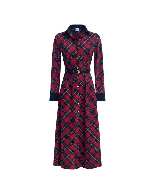 Why Mary Purple Marion Classic Tartan A-Line Midi Dress