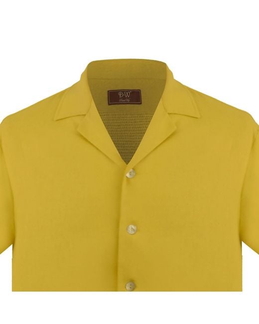 DAVID WEJ Yellow Kingston Linen Blend Shirt for men