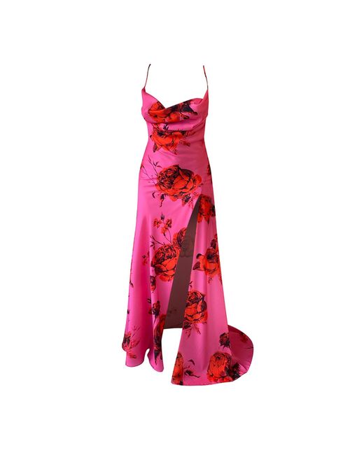 GIGII'S Red Aure Rose Satin Dress