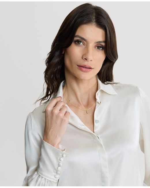 Really Wild Clothing White Glyndebourne Silk Detachable Tie Neck Blouse