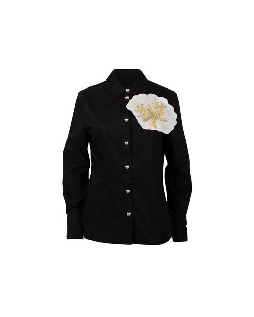 Laines London Black Laines Couture Tie Shirt With Embellished Shell