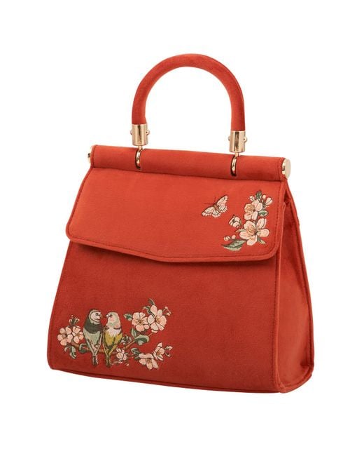 Fable England Red Lovebirds Mini Top Handle Tote