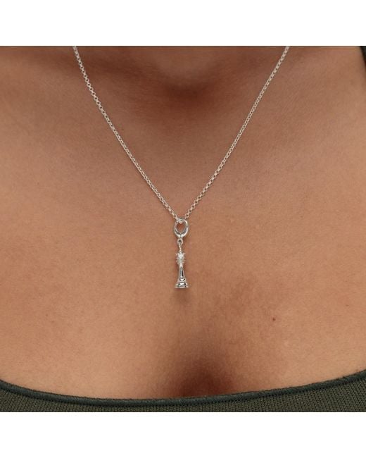 Lily Charmed Metallic Sterling Chess Piece Charm Necklace