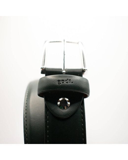 godi. Black Handmade Dark Leather Belt – Calfskin Lined With Stainless Steel Buckle