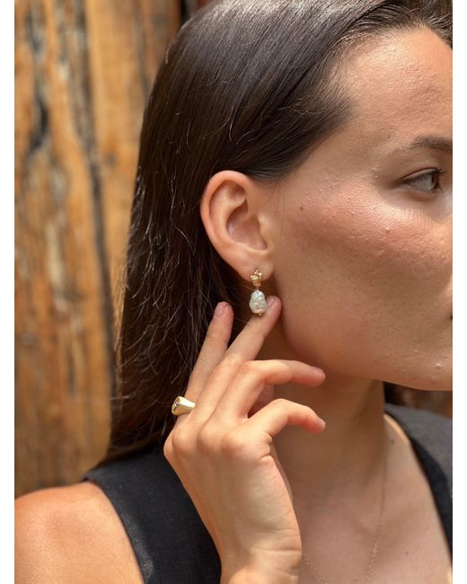 Claire Hill Designs Metallic Pearl Vermeil Lichen Drop Earrings
