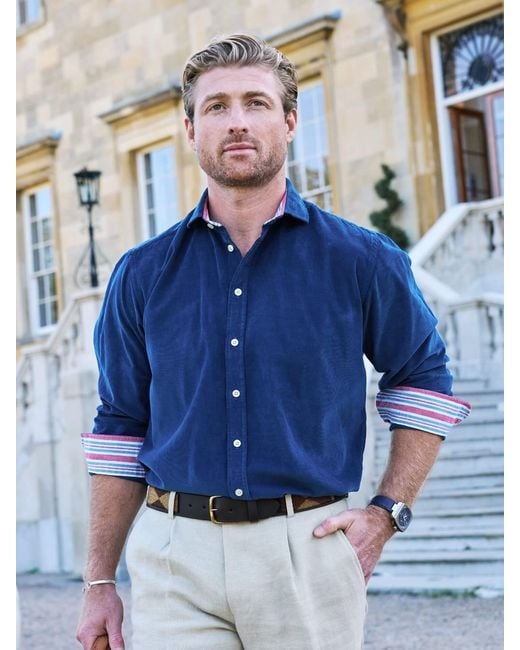 Koy Clothing Blue Dark Cord Shirt for men