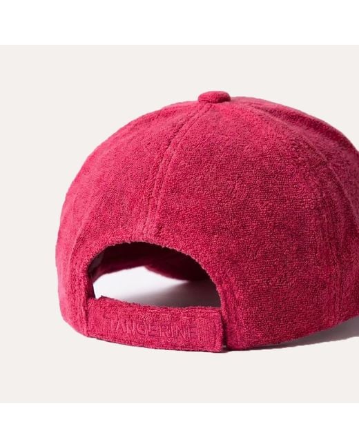 Maison Tangerine Pink Terry Cotton Baseball Cap Raspberry