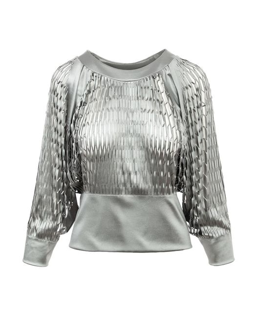 Silvia Serban Gray Laser Cut Blouse