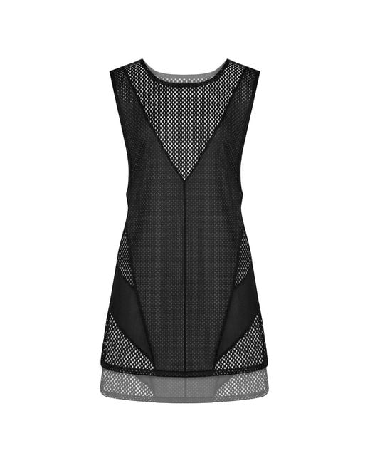 Kim Foley Black High-Low Beach Cover-Up Athletic Mesh Dress