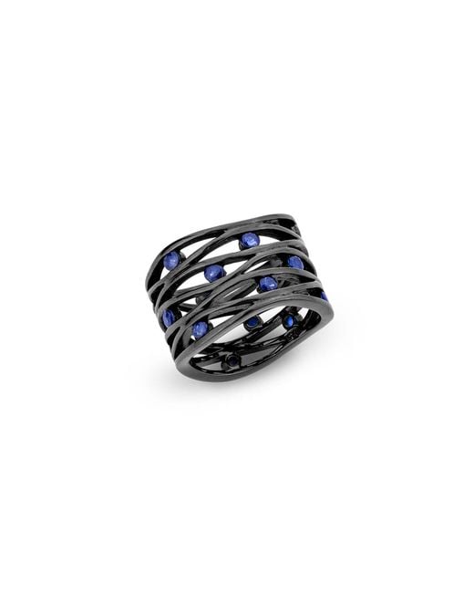 SALLY SKOUFIS Black Apres-Ski Ring With Natural Sapphires for men