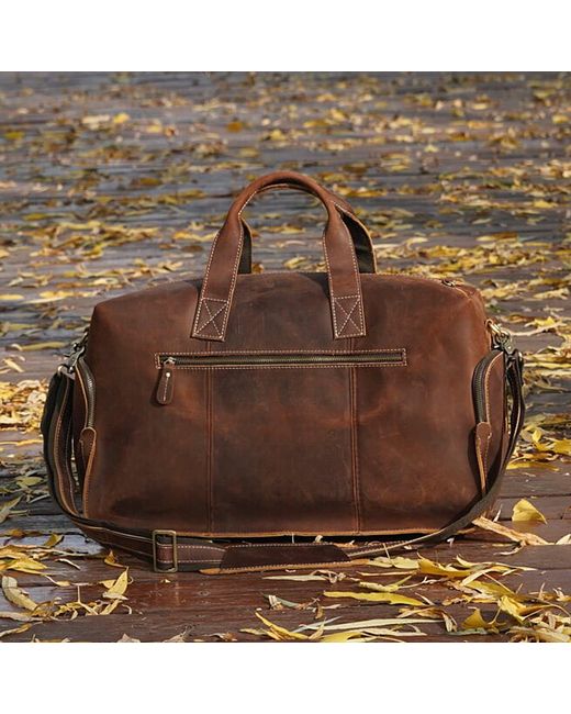 Touri Brown Genuine Leather Front Pocket Boarding Bag for men