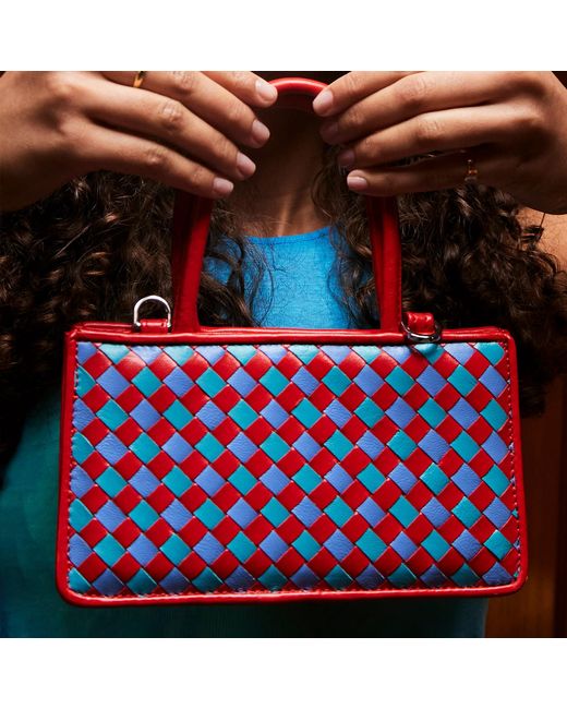 F3Rog by Rana Gray Woven Leather Crossbody Piraye Bag