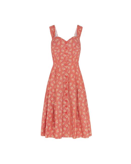Emily and Fin Red Jenny Paprika Ditsy Floral Dress