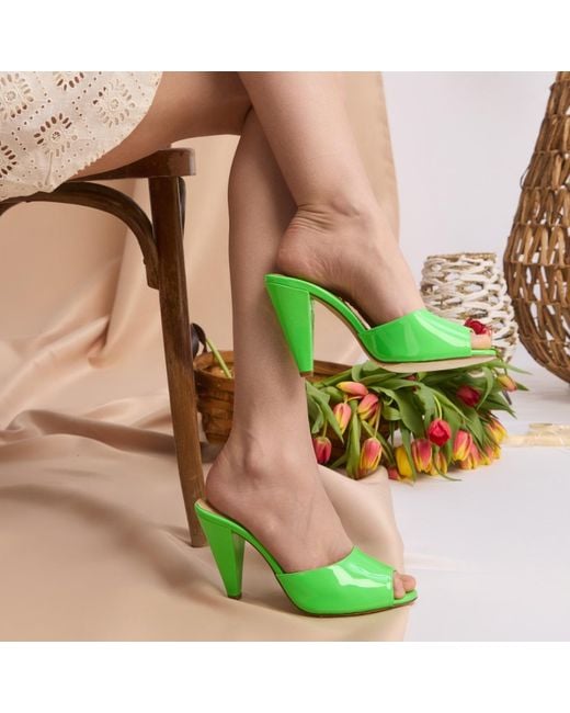 Rosamund Muir London Green Montavia Lime Patent Mules