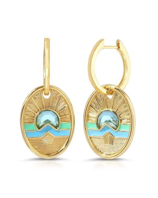 Glamrocks Jewelry Multicolor Tequila Sunrise Charm Hoop Earrings- Sky