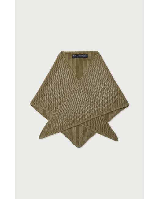 Paul James Knitwear Green Cotton Beault Textured Triangle Scarf