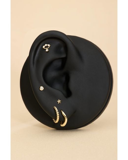 Vanhi Metallic 14K Solid Bezel Set Lab-Grown Diamond Flat Back Stud
