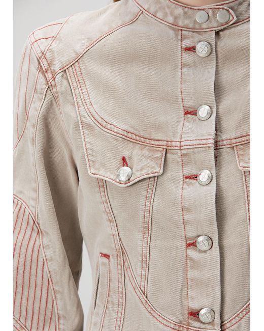 Pcfg Natural Neutrals Pure Cotton Faded Motorcycle Denim Jacket