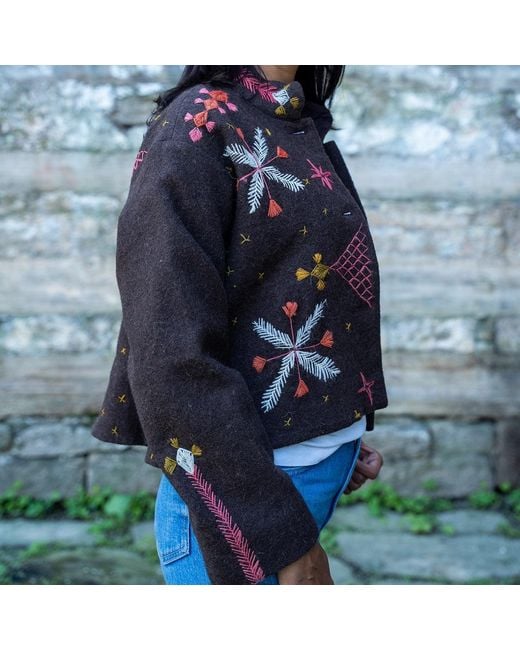 Charkha & Loom Green Orion Embroidered Jacket