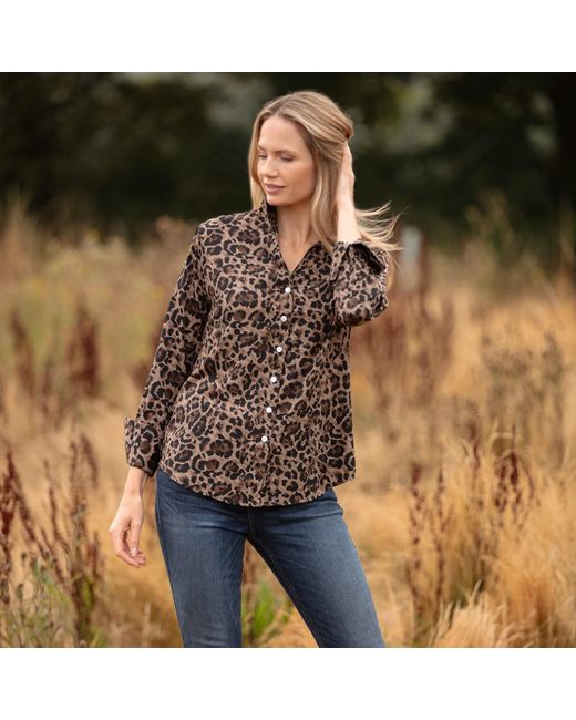 At Last Green Leopard Print Viscose Collared Shirt