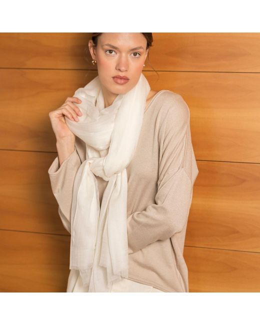 Bel Cashmere White Light Cashmere Foulard