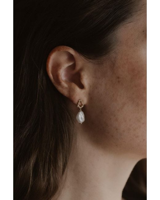 Claire Hill Designs Metallic Pearl Vermeil Lichen Drop Earrings