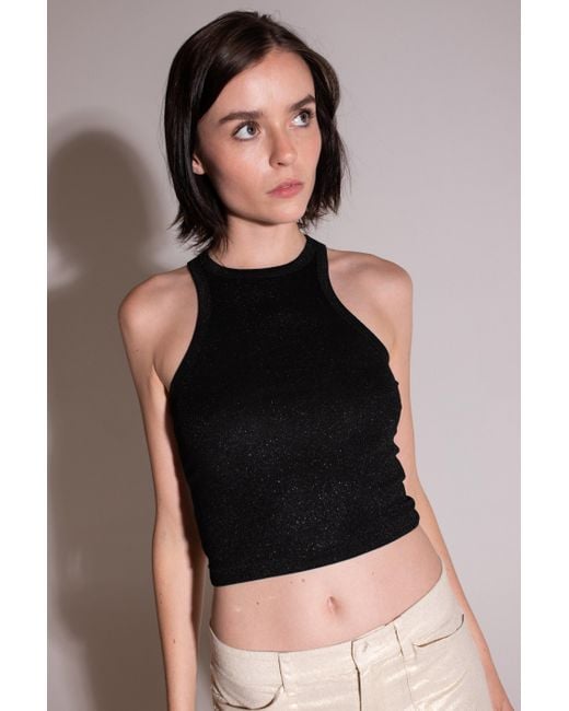 Vænn Black Metallic Crop Tank