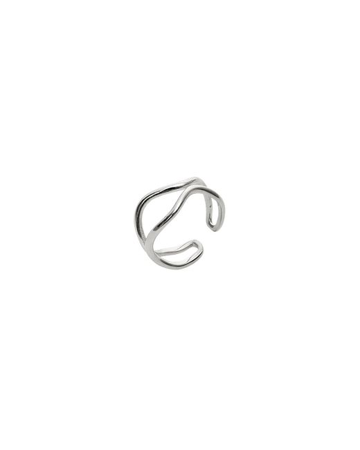 Spero London Metallic Wavy Lines Sterling Wave Ring