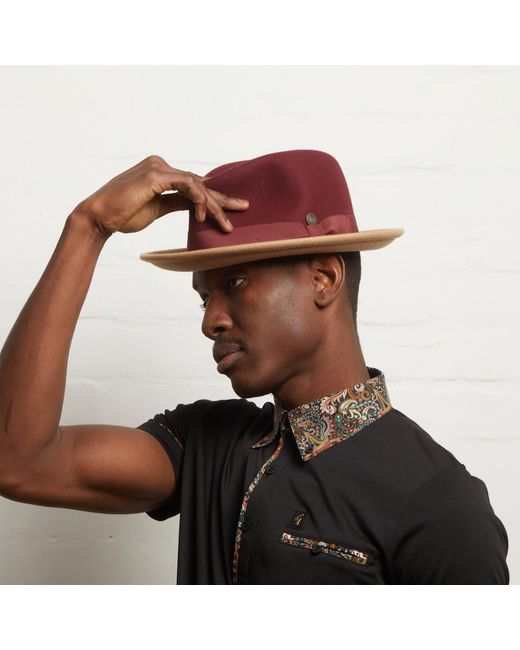 Dasmarca Hats Red Gangstar Burgundy Camel Felt Hat for men