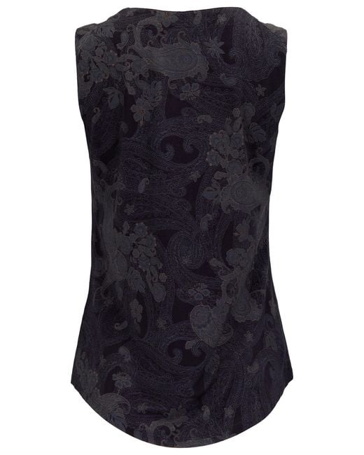 Lords of Harlech Blue Tina Paisley Explosion Muscle Tank