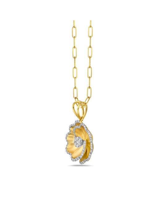 Artisan Metallic Handmade Yellow Solid Gold Diamond Designer Flower Necklace Jewelry