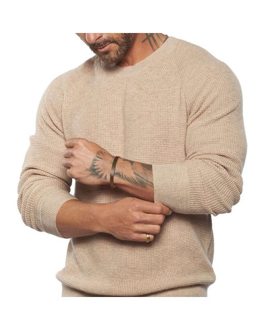 Weston Jon Boucher Natural Valen Waffle Knit Cashmere And Wool Fitted Lightweight Sweater for men