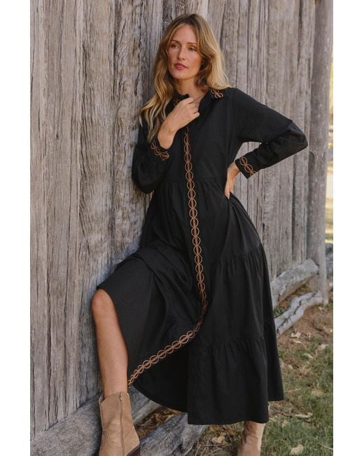Adrift Clothing Black Winslow Button Through Dress