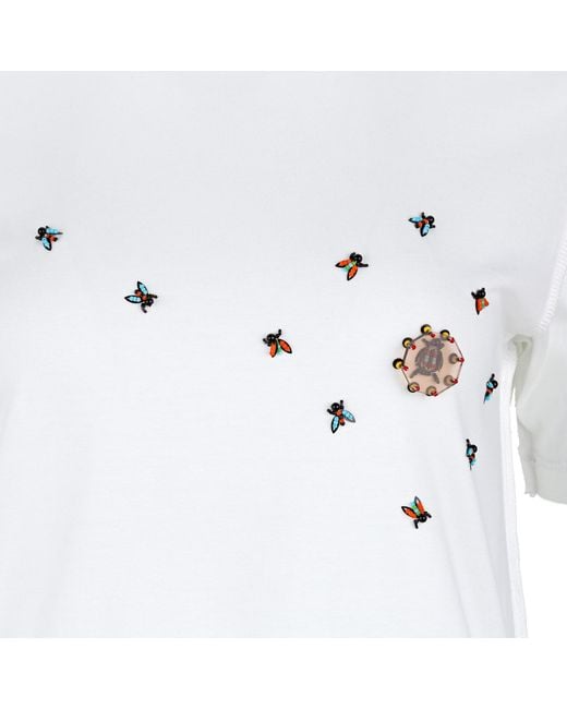 Boutique Kaotique White Embroidered Bug Tee