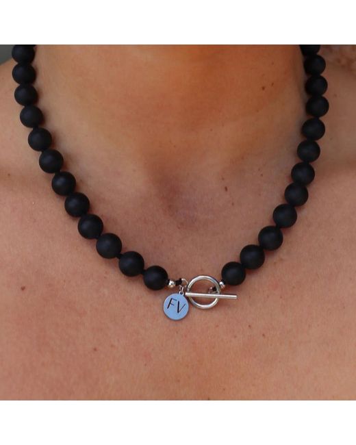 FV Jewellery Blue Onyx, Pearl & Fob Necklace