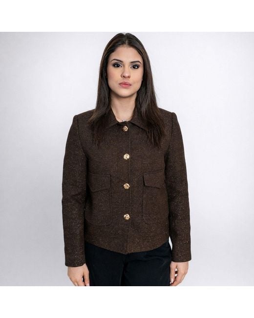 Nuvv Collection Brown Tweed Jacket With Buttons