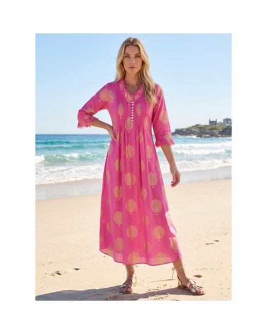 At Last Pink Cotton Annabel Maxi Dress