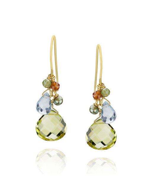 MOUNIR LONDON Metallic Quartz Cluster Drop Earrings