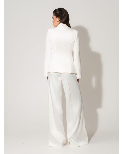 Tia Dorraine White Modern Power Asymmetric Tailored Blazer