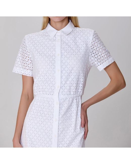 Smart and Joy White Eyelet Cotton Lace Shirt-Dress
