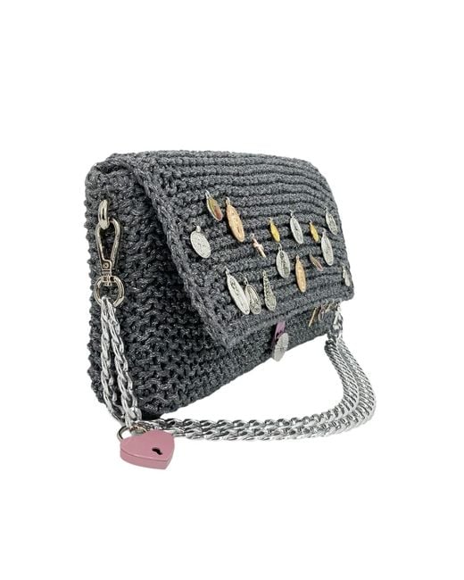 Hilo De Mar Gray Agarimo Hand Knitted Recycled Cotton Bag With Medals