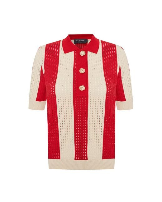 Exquise Red Harlow Knit Blouse