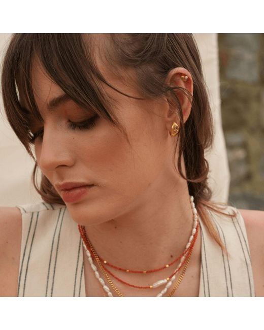 LINYA JEWELLERY Metallic Lina Drop Stone Huggie Earrings