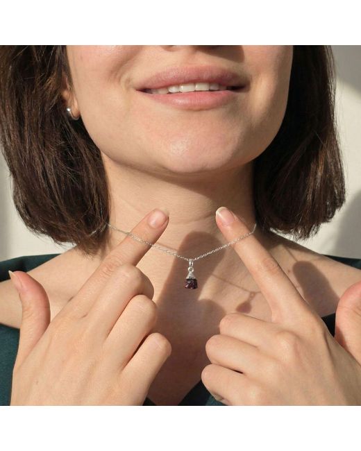 Harfi Metallic Sterling Raw Garnet January Birthstone Crystal Necklace