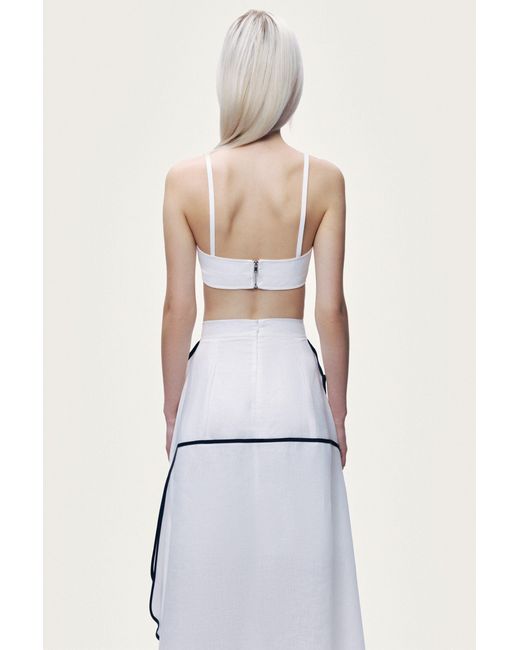 Nocturne Metallic Contrast Trim Asymmetric Hem Skirt